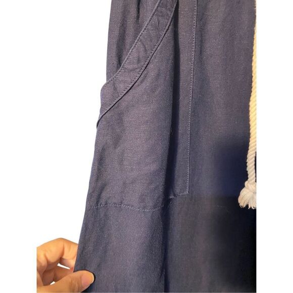 Loft women’s linen blend, navy blue nautical, style, wide, leg, Capri S/M - Picture 3 of 6